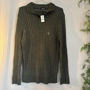 Express Men's Olive Zip Up Sweater